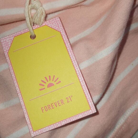 FOREVER 21 PINK & WHITE STRIPE CROP TOP SZ.L NWT - Picture 5 of 6